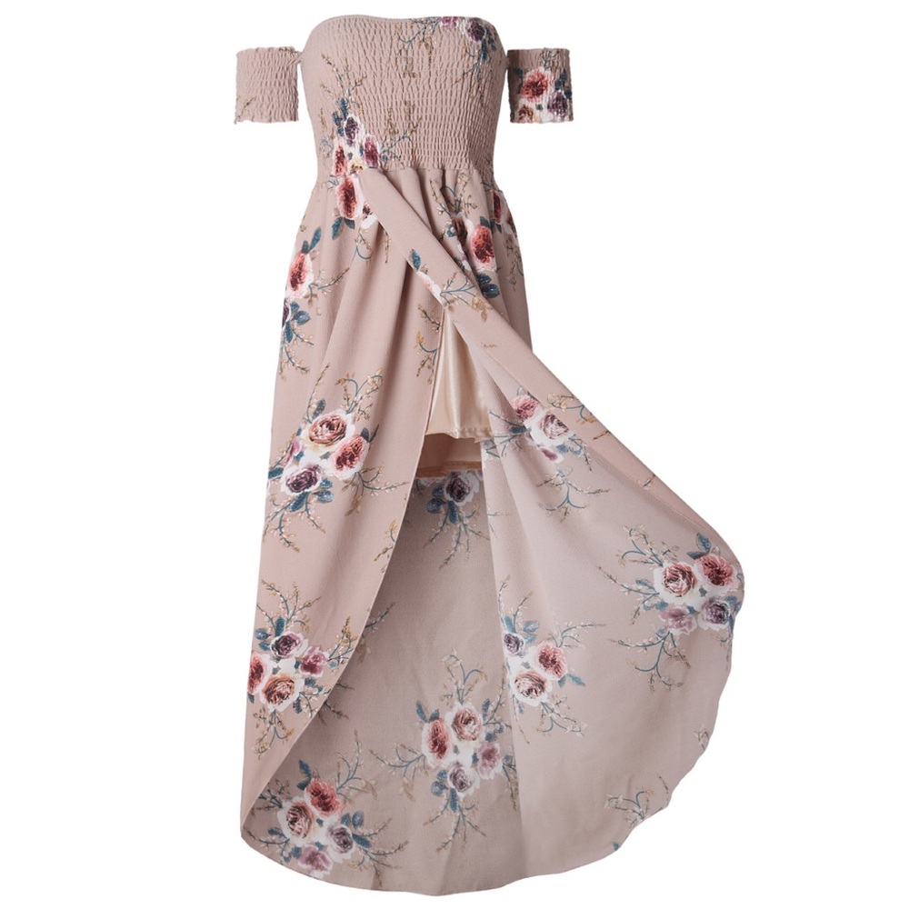 Vacation Ready beige floral off shoulder dress - Picture 7 of 8